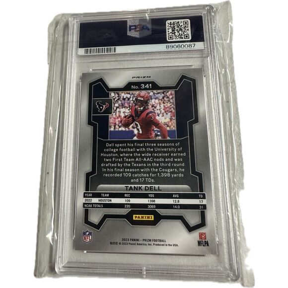 2023 Panini Prizm Tank Dell Orange Ice Prizm RC #341 PSA‎ 10 Gem Mint Texans SP - Picture 2 of 2